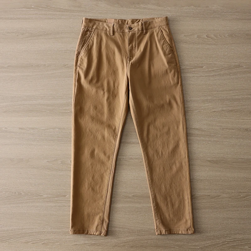 

2371# 2025 Autumn New American Retro Twill Woven Basic Pants Men's Simple 97% Cotton Washed Chino Straight Loose Casual Trousers
