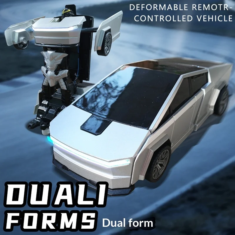 New Remote Controlled Transforming Cybertruck One Button Deformation Electric Toy Racing Car For Boys Kids Children Indoor Play