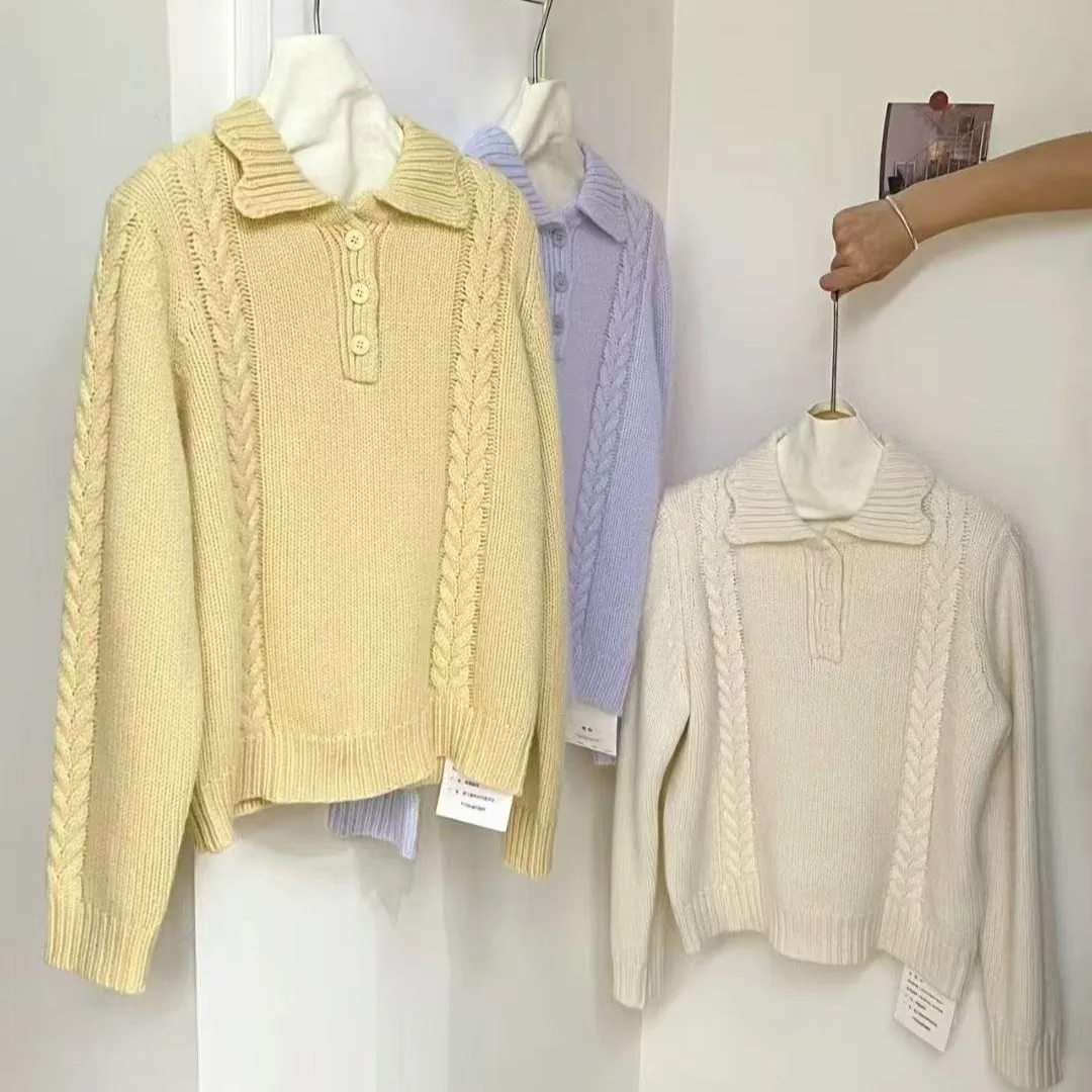 

Шикарный длинный све женский трикотаж, осенне-зимний дизайн, универсальный воротник, пуговицы, теплый топ, футболка на пуговицах, термодлинный срок службы