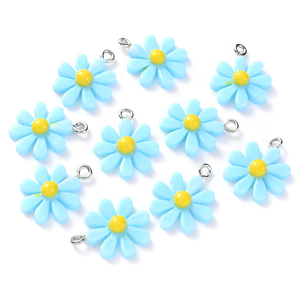 10 Stuks 16X20Mm Daisy Bloem Hanger Kleurrijke Zonnebloem Kralen Charmsfor Sieraden Maken Ketting Oorbel Handgemaakte Sieraden