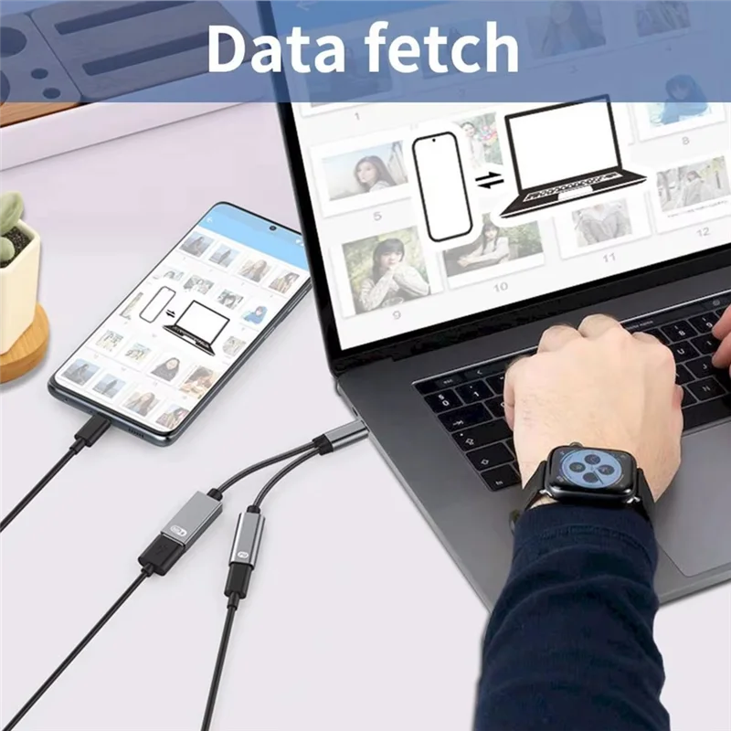 BNVN-2 In 1 PD 60W USB C OTG Charging Adapter Cable Type C To USB 2.0 Data Converter For Ipad  Huawei Xiaomi Laptop