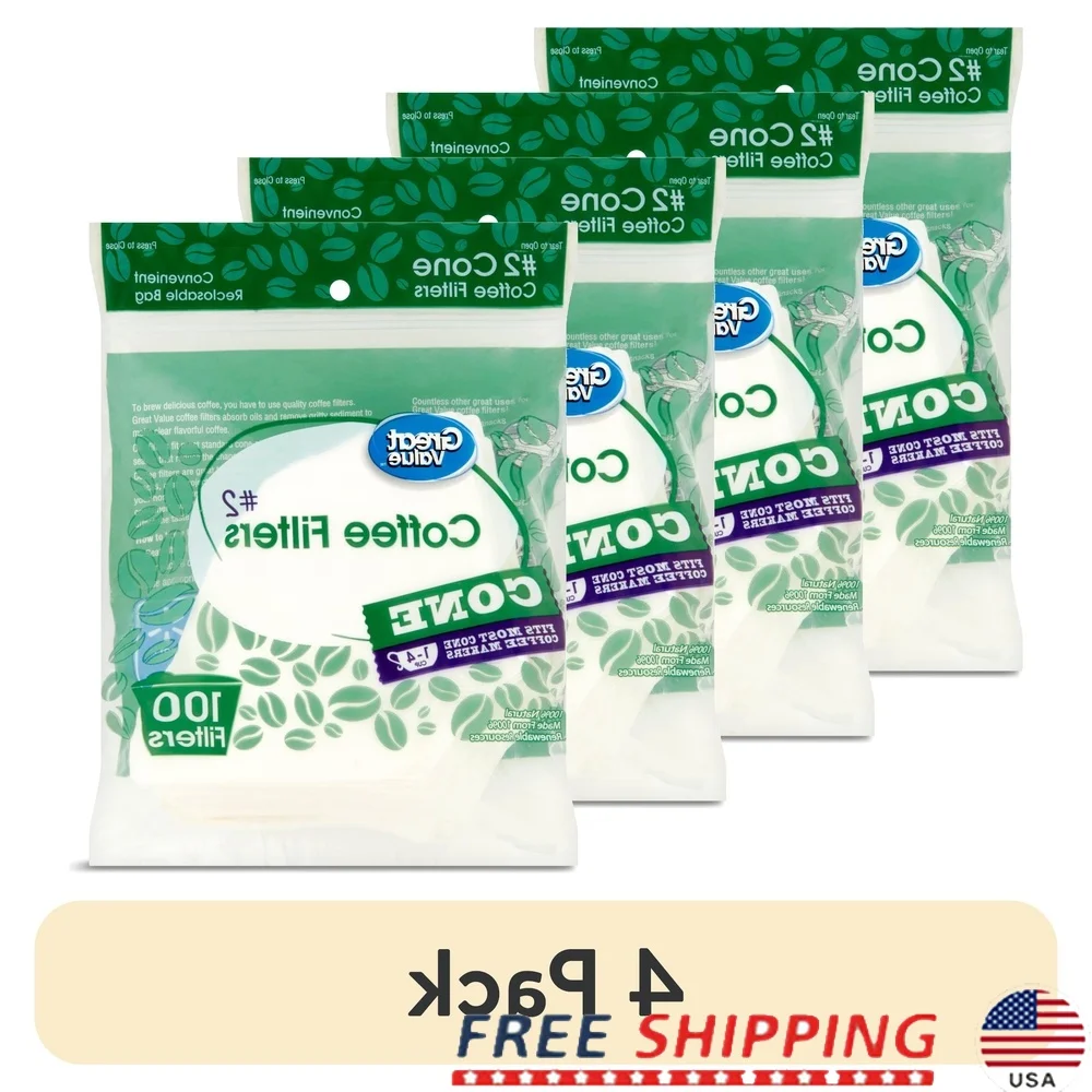 100 قطعة من فلاتر القهوة المخروطية المتوافقة مع صانعات الأكواب 1-4 أكواب، زيوت امتصاص خالية من الوبر، قهوة لذيذة نظيفة، متعددة الاستخدامات لتقديم الطعام #1