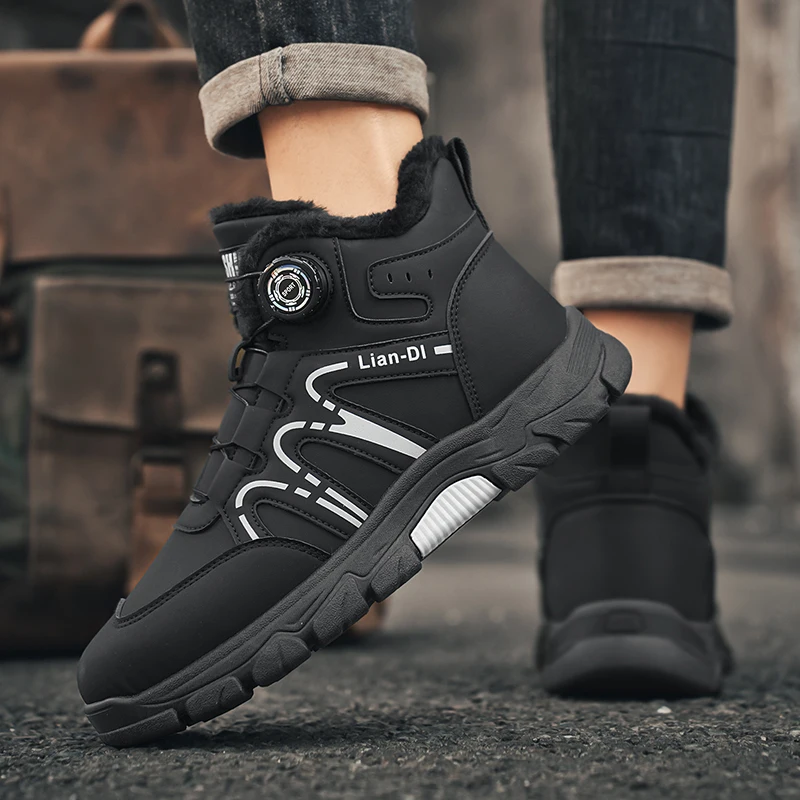 New Winter Oversized Men's Boots Waterproof Cold Resistant Plush and Warm Snow Boots Outdoor Thick Soled Casual Work Boots image 6