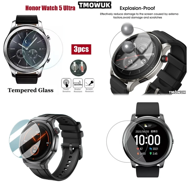 

For Honor Watch 5 Ultra Watch5 Rugged Screen Guard, 9H Tempered Glass HD