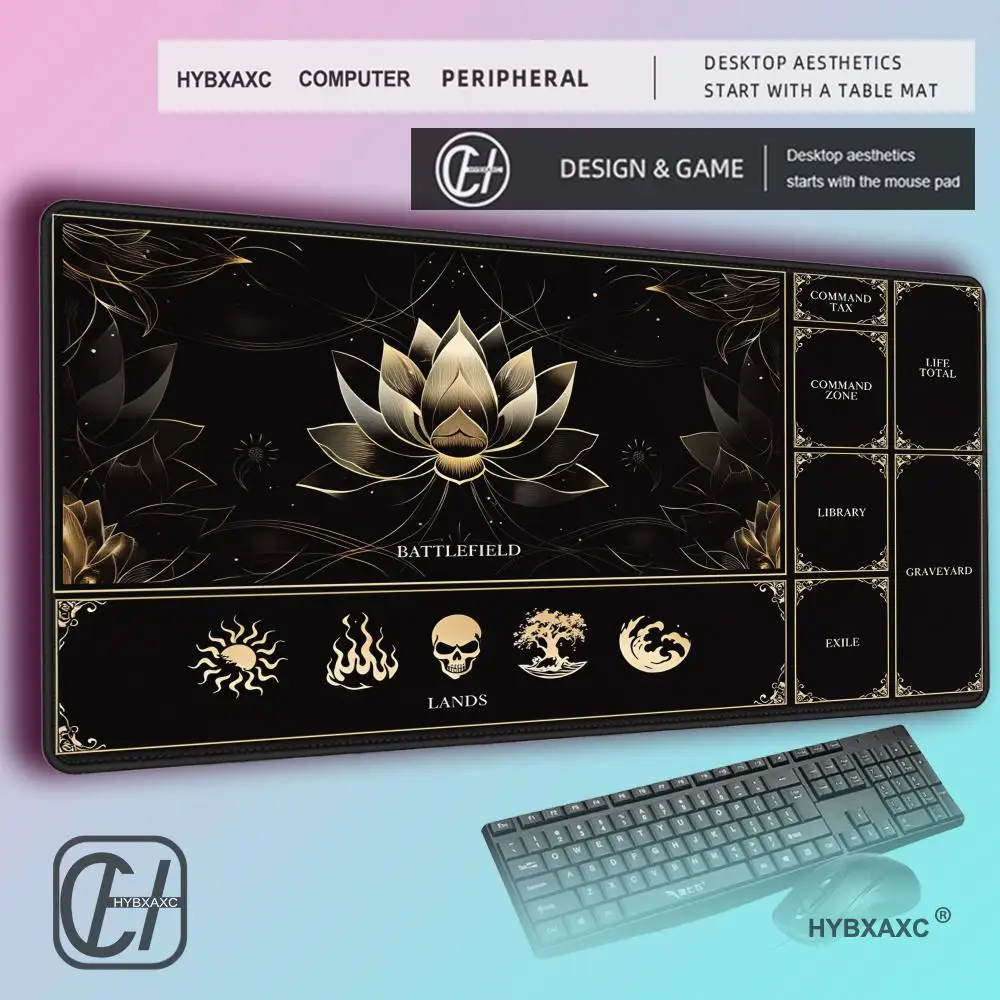 HYBXAXC Applicable to MTG TCG Dark Lotus Design Trading Game Card Pad 60x35cm with Magic Area Anti Slip and Washable Suitable