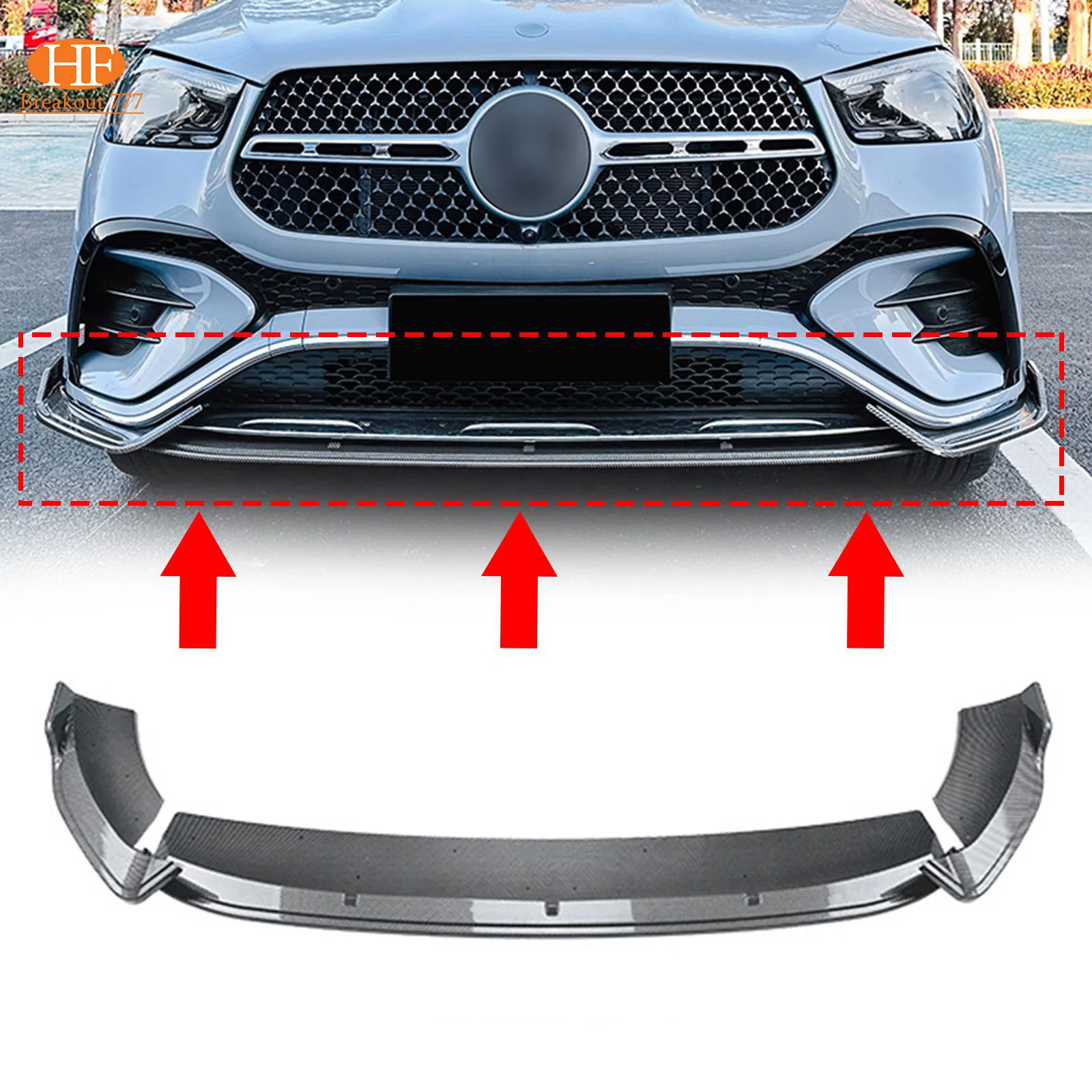 

Front Lip Bumper Spoiler Splitter Body Kits Trim Cover Car Styling For Benz GLE Class Coupe W167 C167 2024+ AMG