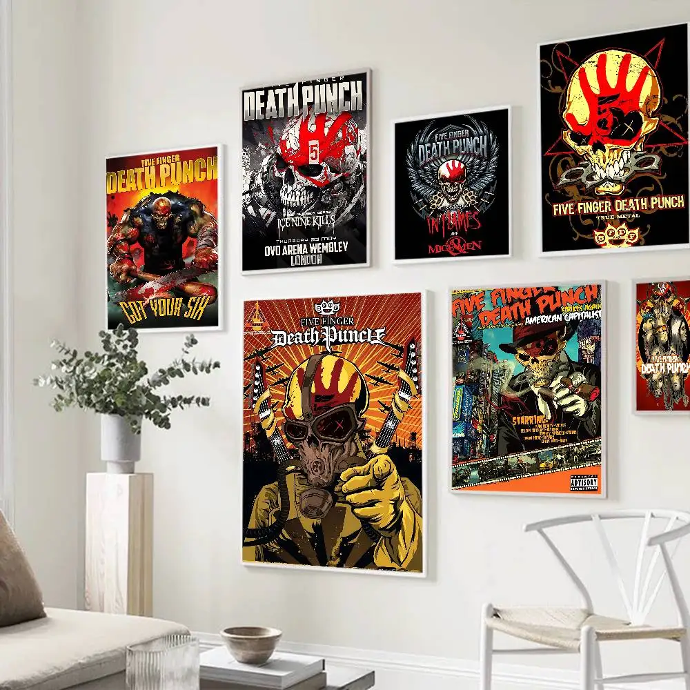 Band F-Five F-Finger Death Punch Self-adhesive Art Poster Whitepaper Prints Posters Artwork Aesthetic Art Wall Painting