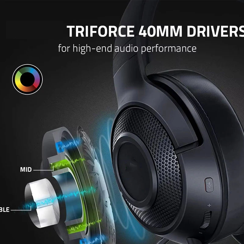 سماعة ألعاب Kraken V3 X خفيفة الوزن مع إضاءة RGB 7.1 صوت محيطي للكمبيوتر الشخصي ووحدة التحكم غمر الصوت المحسن #3