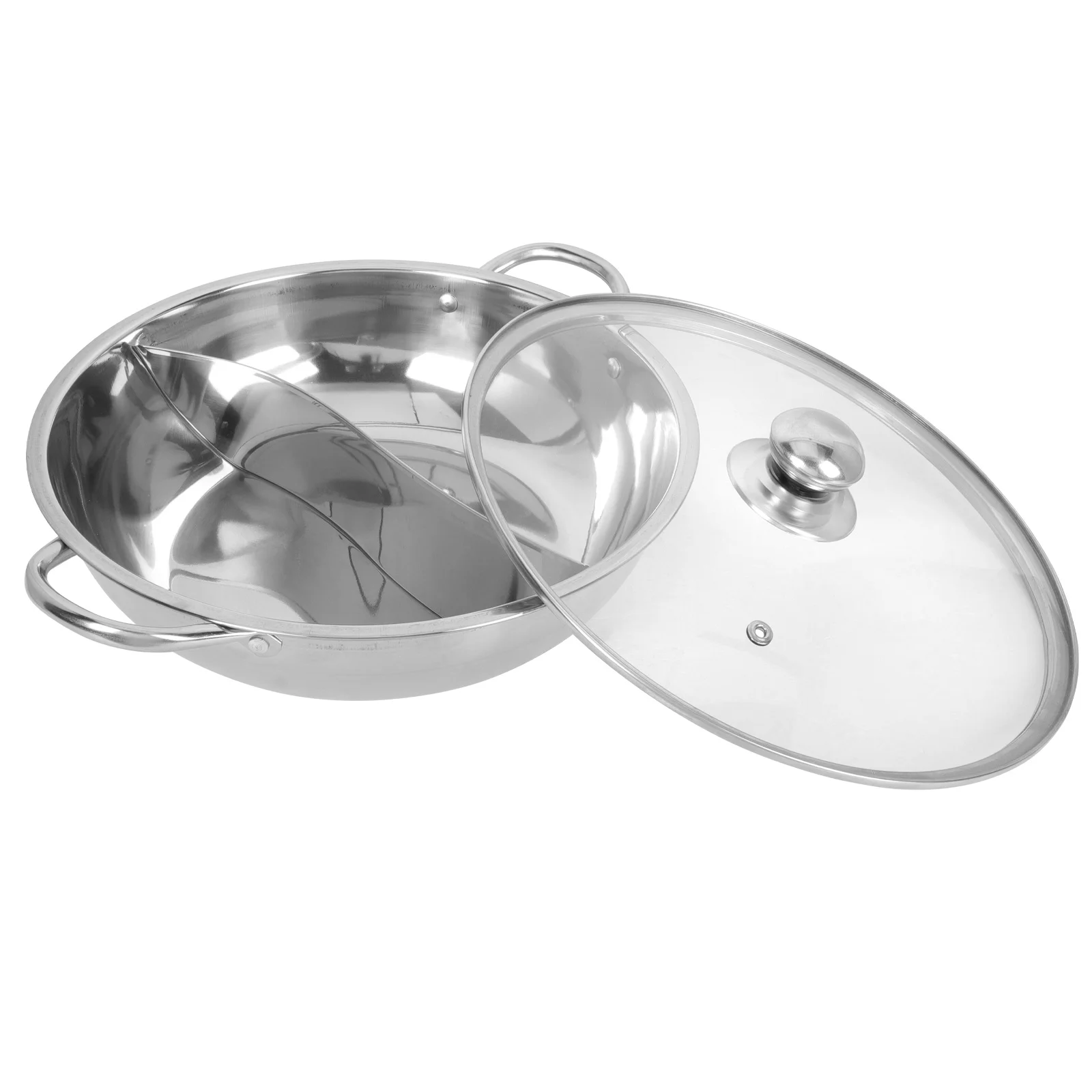 

1Set Double Flavor Hot Pot Stainless Steel Thickened Dual Compartment Soup Pot for Home Kitchen Gas Cooker Use Cooking Utensil