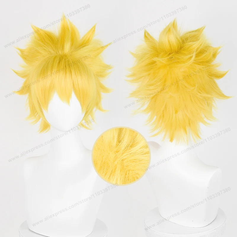 Anime Uzumaki peruki do cosplay 30cm krótkie złote żółte włosy żaroodporne peruki syntetyczne