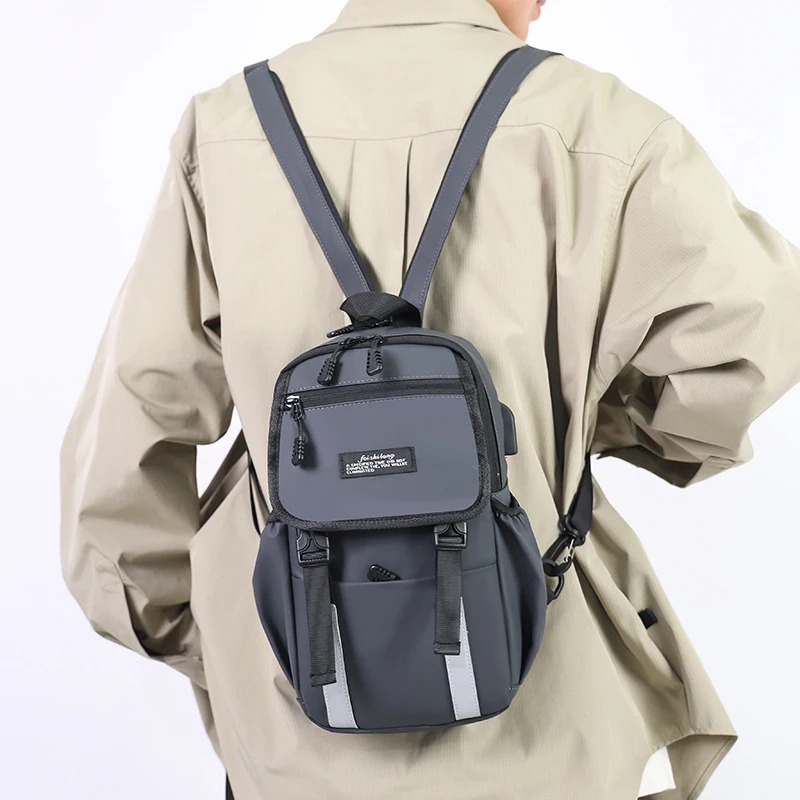 

New business commuter men's chest bag, solid color, simple and stylish, large-capacity travel backpack
