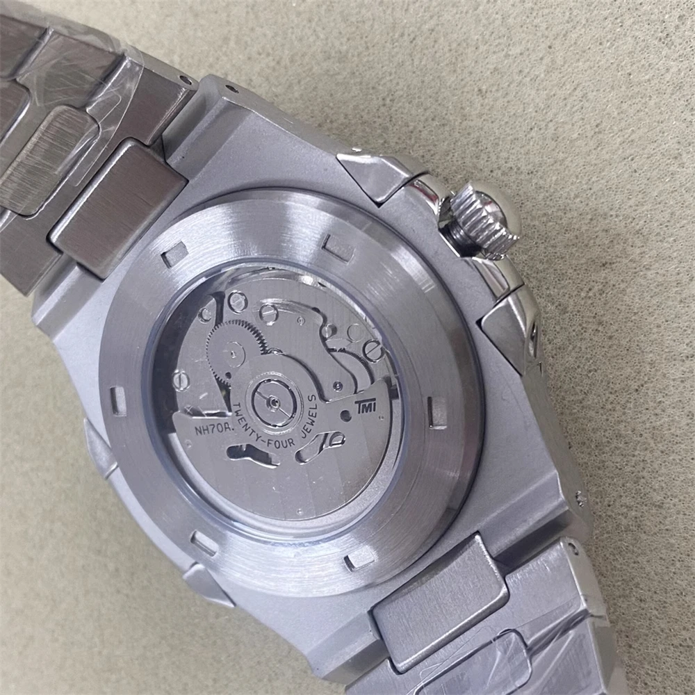 Nowy zegarek mechaniczny 41mm, etui na pasek ze zegarek ze stali nierdzewnej, folia przezroczysta tarcza, zegarek szafirowe szkło NH70 dla mężczyzn