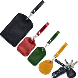 Oil Wax Leather Key Ring Control Tags ID Card Cover Case Key Chain Door Lock Access Card Holders Keychains Keyfob Key Tag Ring