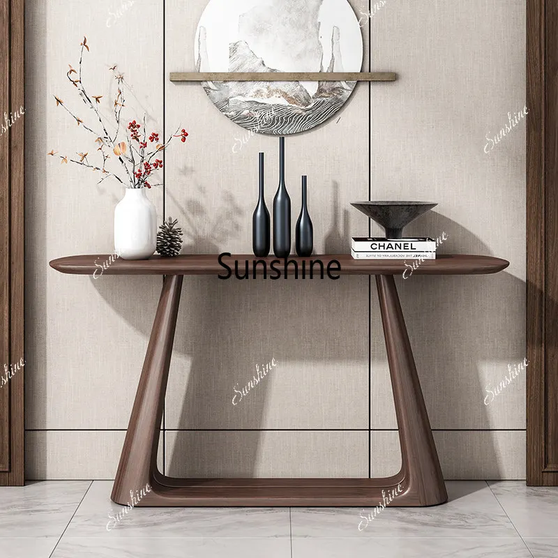 New Chinese style strip case several against the wall to enter the entrance platform aisle simple solid wood narrow edge