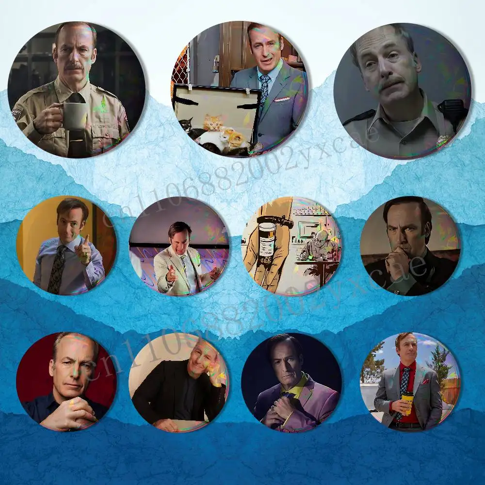 

moive Normal cool Bob Odenkirk Badge on Backpack Clothes decoration Tinplate Round Brooch Funny Custom Gifts for Friend