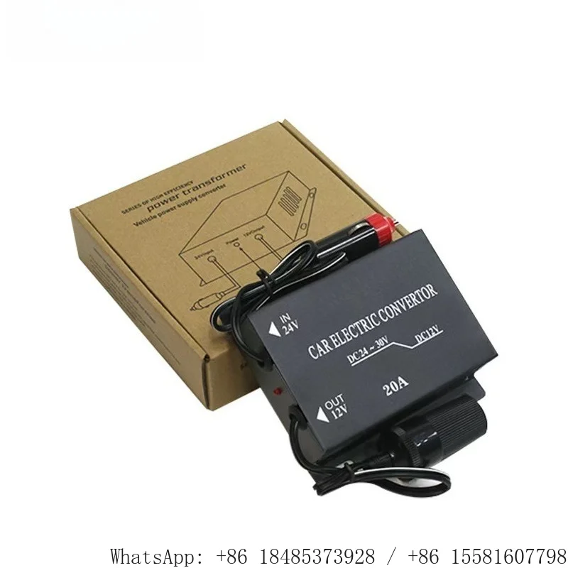 24V To 12V DC Car Voltage Converter 10A 20A 30A Cigarette Lighter Plug Step Down Transformer for Truck Bus