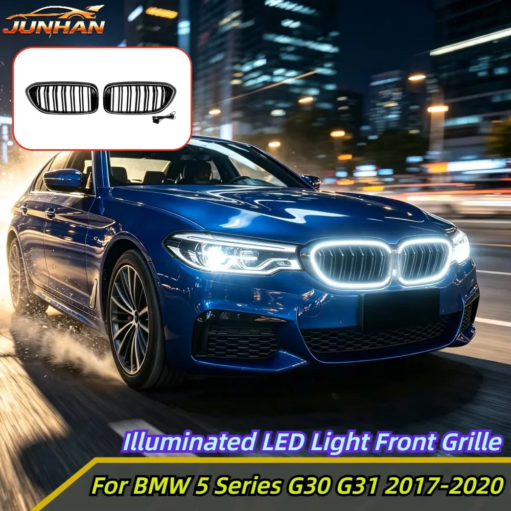 Обновленная светодиодная решетка радиатора с подсветкой для BMW 5 серии G30 G31 2017-2020, передний бампер, гоночные решетки, внешние детали