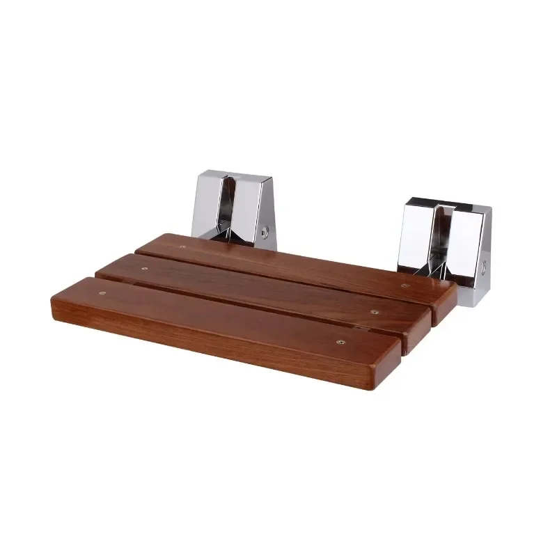 مقعد استحمام مثبت على الحائط من خشب الساج الصلب للشقق مع نمط اللوحة