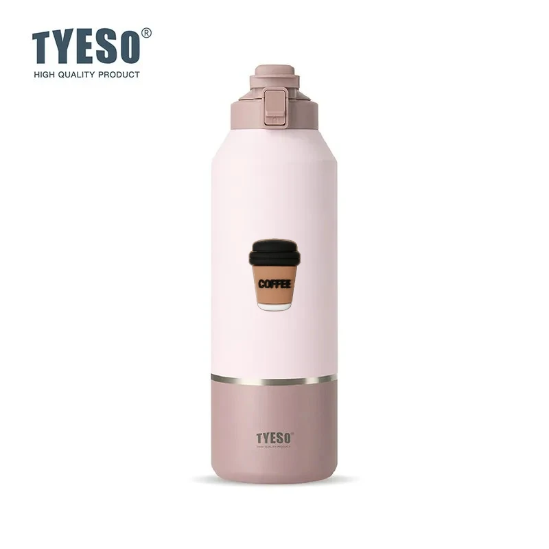 Tyeso 2000ML Water Bottle Leak-Proof Lid for Outdoor Sports Hiking Thermoses Travel Mug Vacuum Flasks with Coffee Sticker