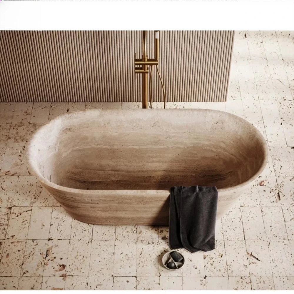 Stone Spa Bathtub with Faucet Includes Marble Bathtub Madern Design Freestanding 1.5m/1.8m/2m Travertine