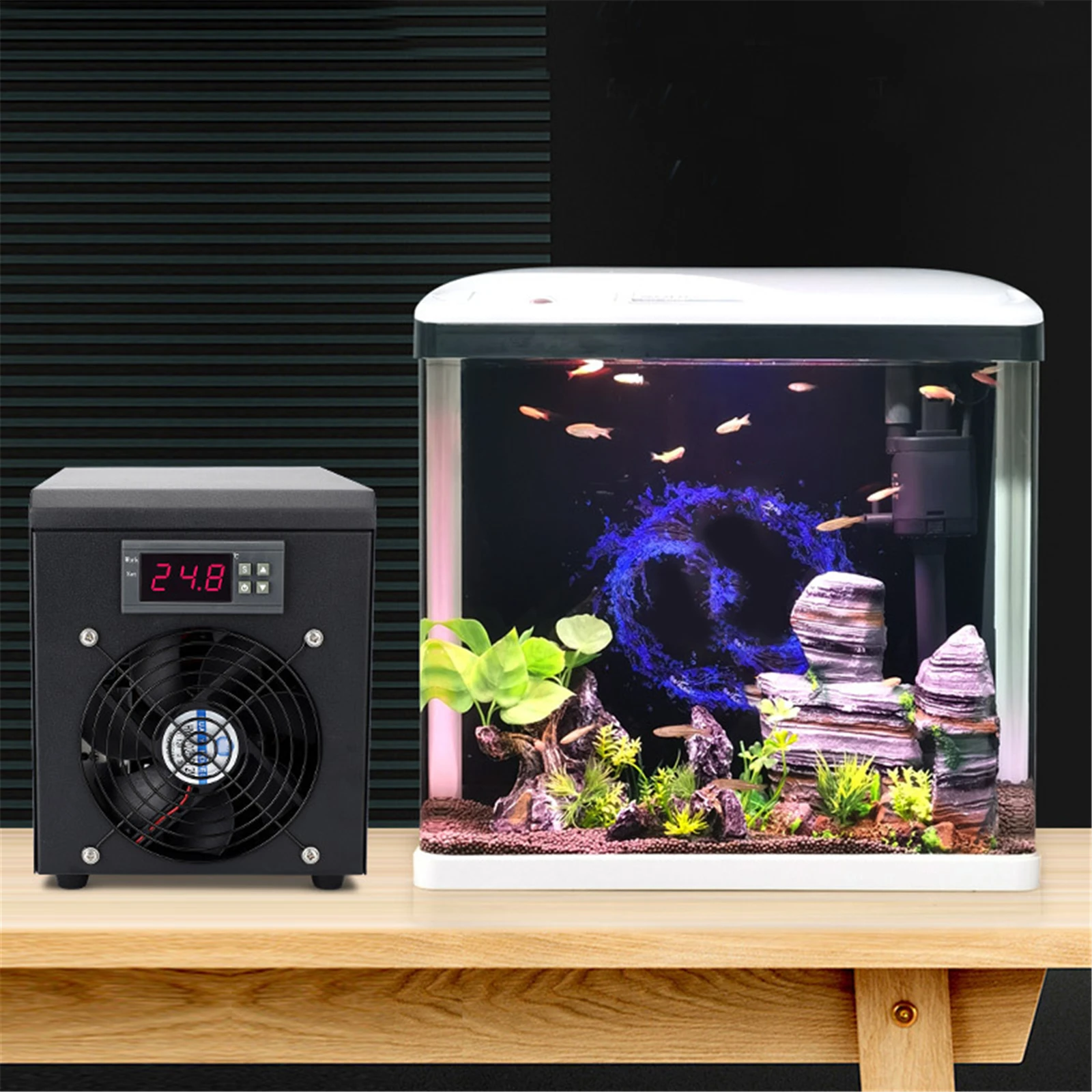 Refrigeratore per Acquario 60L Sistema di Raffreddamento e Riscaldamento per Vasche di Pesci 10-40 ℃ Impostazione di un sistema costante per l'allevamento di pesci e gamberetti in acquacoltura, con