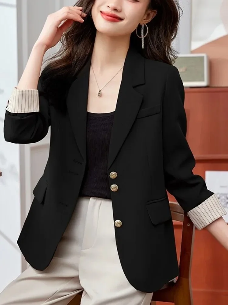 Cappotto elegante da donna Business Blazer New Fashion Slim Vintage manica lunga donna primavera ufficio donna solido abbigliamento Casual