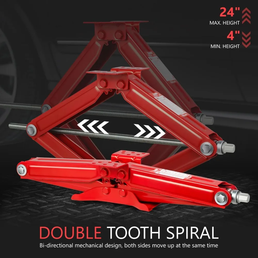 ชุดแม่แรงยึดรถพ่วง RV แบบกรรไกร 2 ชิ้น รับน้ำหนักได้ 5000 ปอนด์ พร้อมมือหมุนปรับความสูงได้ 4-24 นิ้ว