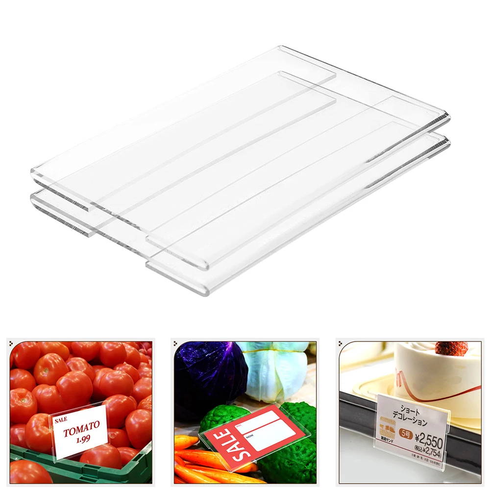 

20 Pcs Flat Price Tag Acrylic Tags Shelf Label Holders Clips Accessories Card Stands for Display Wire