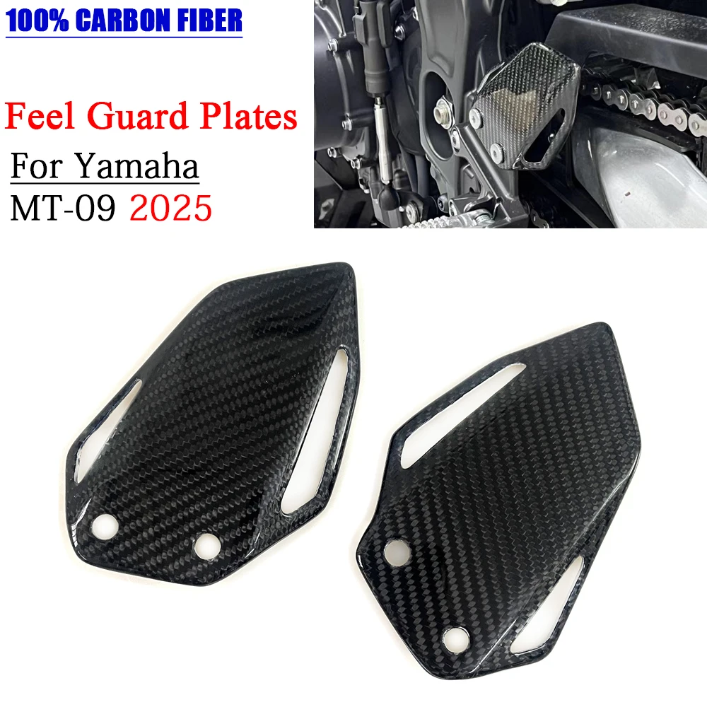 

For YAMAHA MT09 MT-09 2025 100% Carbon Fiber Motorcycle Accessories Heel Guard Plates Foot Rests