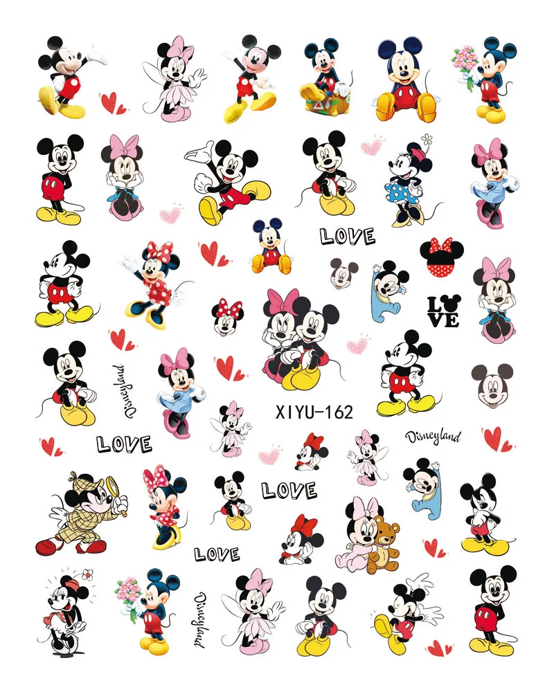 10 pezzi adesivi per unghie Disney Winnie Mickey decorazione per unghie decalcomania Minnie Mouse Stitch cursore autoadesivo per smalto per unghie