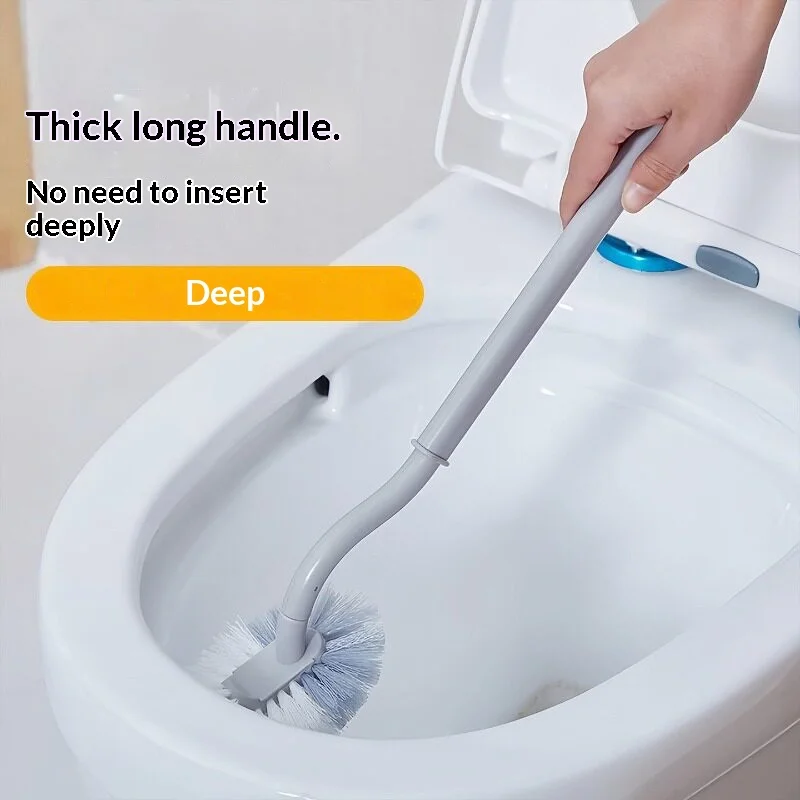 Wall Hanging S-shaped Toilet Brush No Dead Angle Long Handle Toilet Cleaning Brush Punch-free Bathroom Accessory
