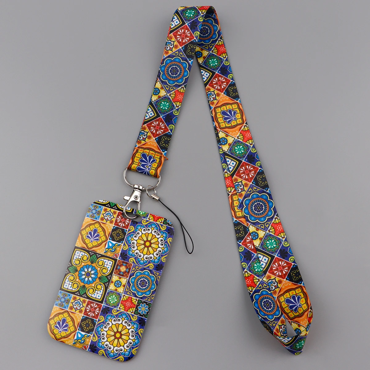 Vintage ดอกไม้พิมพ์ Lanyard สําหรับ Key ID Card Cover ผู้ถือป้ายธุรกิจโทรศัพท์ Key Lanyard สายคล้องคอพวงกุญแจเชือกอุปกรณ์เสริม