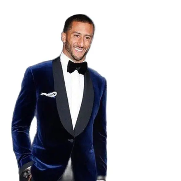 الكلاسيكية الأزرق الداكن القطيفة العريس Tuxedos الأداء الرجال السترة رجال العريس البدلة الرجال سليم صالح بدل زفاف معطف (سترة + سروال)