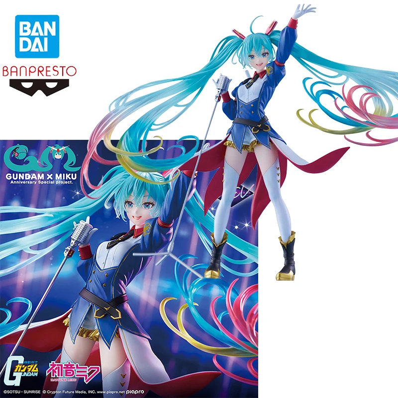Em Estoque Bandai Spirits BANPRESTO EVOLVE Gundam 45º Aniversário x Hatsune Miku Figura de Colaboração GUNDAM Brinquedos de Anime