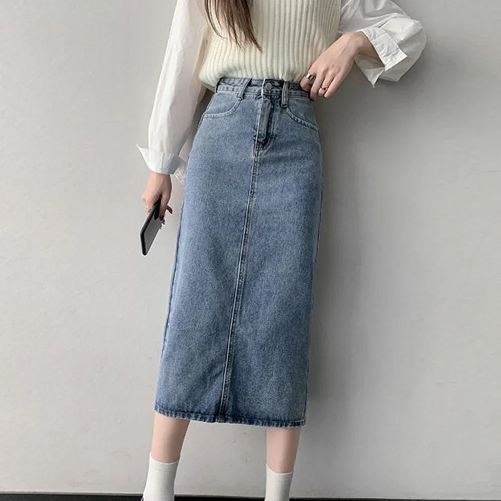 バックスリットスカート Aライン カジュアルスカート やや伸縮性のある無地柄 春休みに最適 女性用