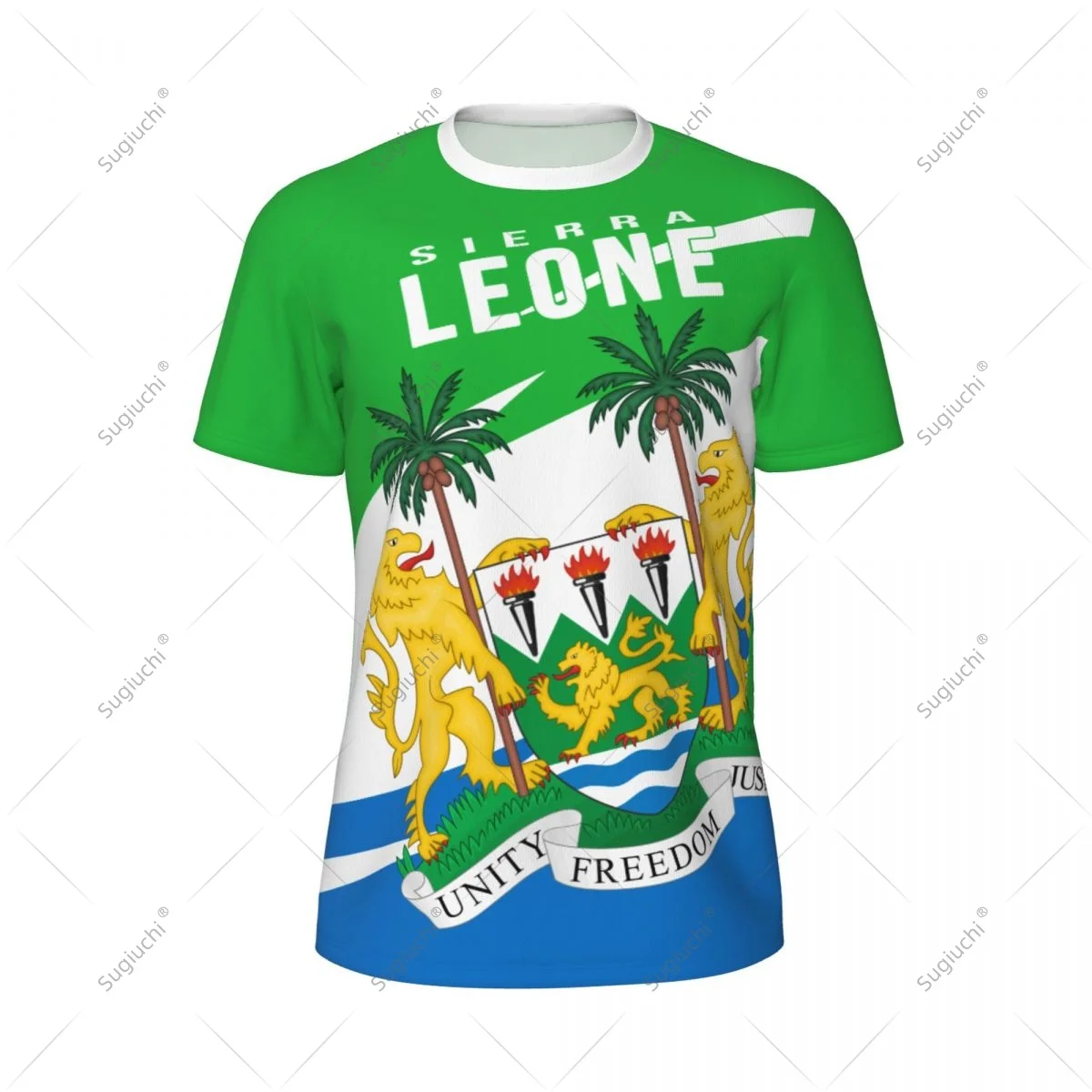 Sierra Leone Flag Men Sports T-shirt Women Tees jersey for Soccer Football Running Bike Tennis Fitness Fans - view 2