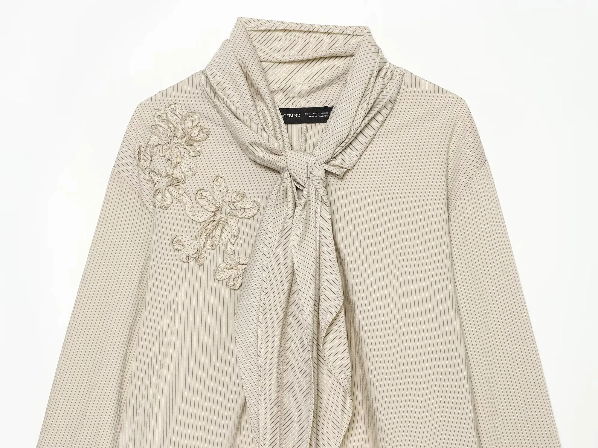 Gestreifte Hemden für Damen, Vintage, elegant, mit Puffärmeln, Sommer, neue High-Street-Kleidung, Freizeit, einreihig, mit Reverskragen. – Detail 6