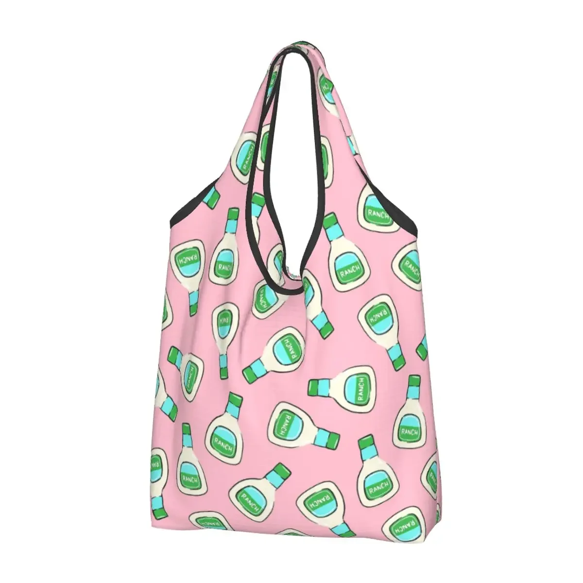 

Ranch - Salad Dressing Bottle (pink) Portable Tote Shopping Bags Large Capacity Shopper Bag Groceries Handbag Shoulder Bag
