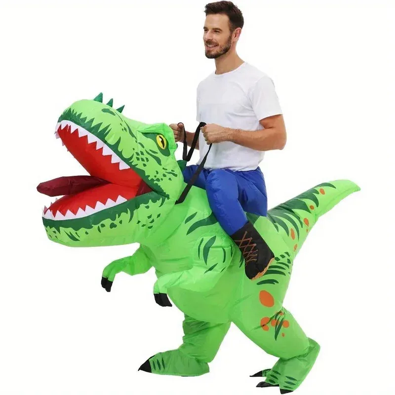 

1pcs Halloween Adults Inflatable T-Rex Dinosaur Costume Suit Cosplay Funny Air Blow-up Suits Carnival Christmas Theme Party