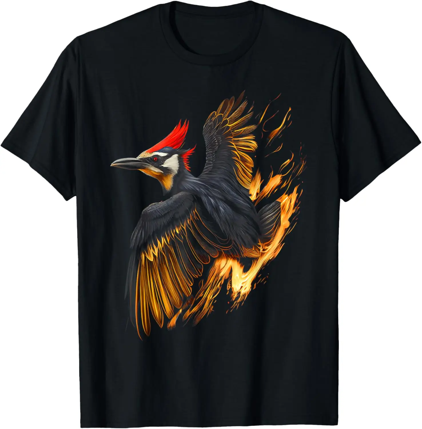 Fiery Pileated Woodpecker Graphic Tees for Men Women T-Shirt