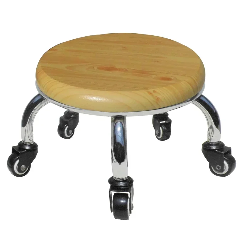 Salon Furniture Pedicure Chair Low Stool Pulley Movable Small Round Floor Cleaning Stool Pedicure Massage Stool Flower Pot Rack