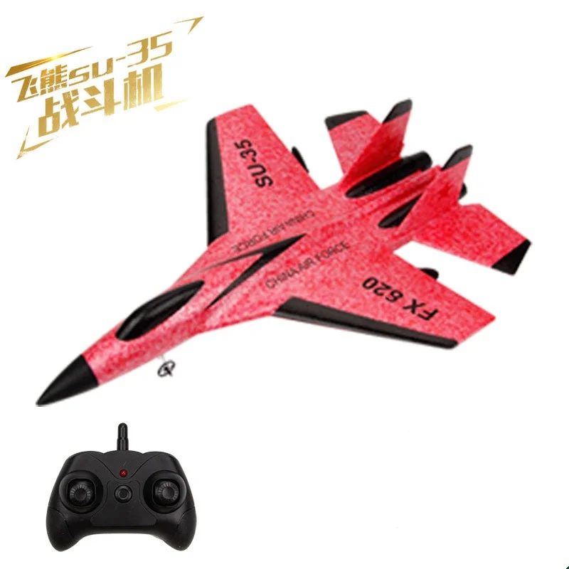 Remote Control Glider SU35 Foam Fixed Wing 2-Channel RC Fighter Electric Model Assembly Free Kid's Outdoor Toy Airplane Gift