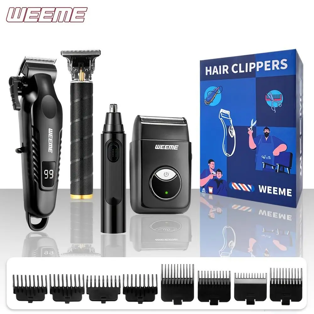 Herren-Pflegeset USB Schnellaufladbarer Haarschneider, T-Style Trimmer, Rasierer, Nasenhaartrimmer, 4-teiliges Set für Zuhause & Reisen – Detail 6