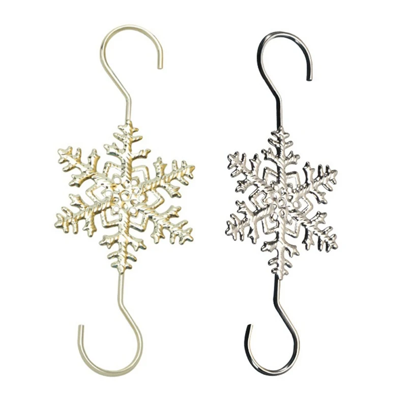 Desk Top Decor 30Pcs Snowflake Tree Ornament Hooks Decorating Hangers Metal Wire Ornament Hooks