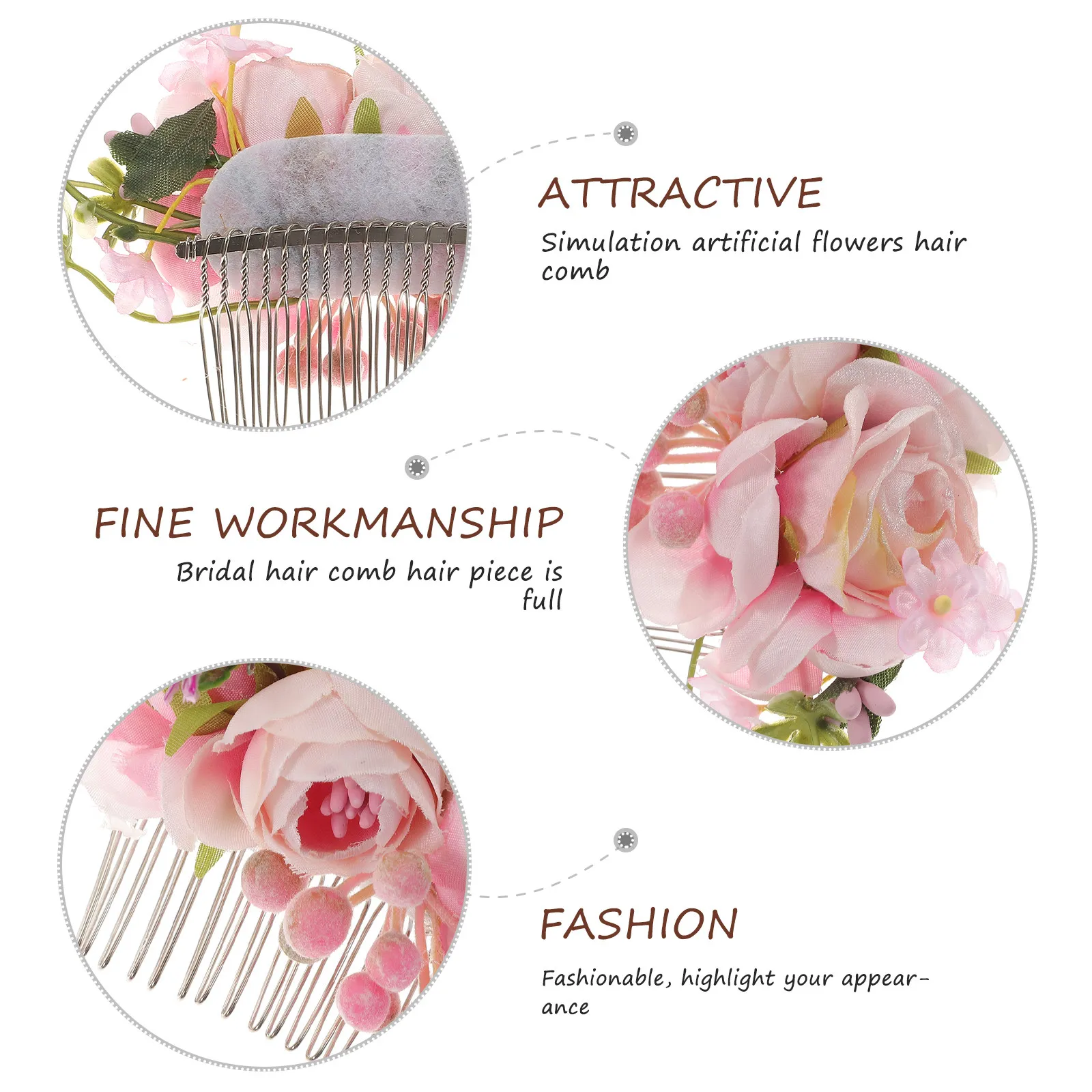 

Fashion Artificial Flower Hair Comb for Bride Women Wedding Day Wear Comfortable Natural-Looking Bridal Headdress Accessory