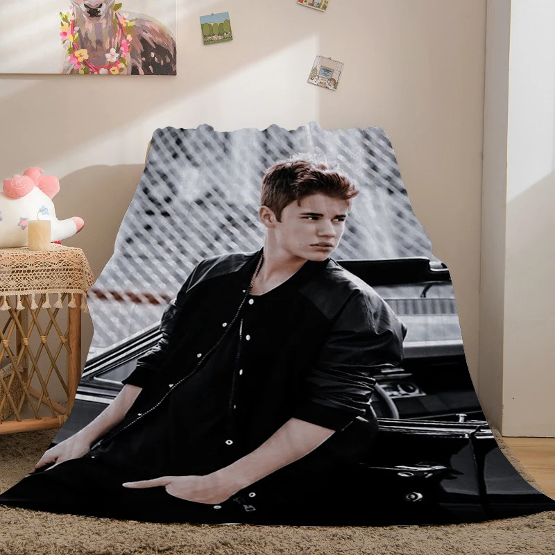 Digital Print Sofa Blankets for Winter A-Justin Bieber Camping Microfiber Bedding King Size Bed Fleece Custom luffy Soft Blanket