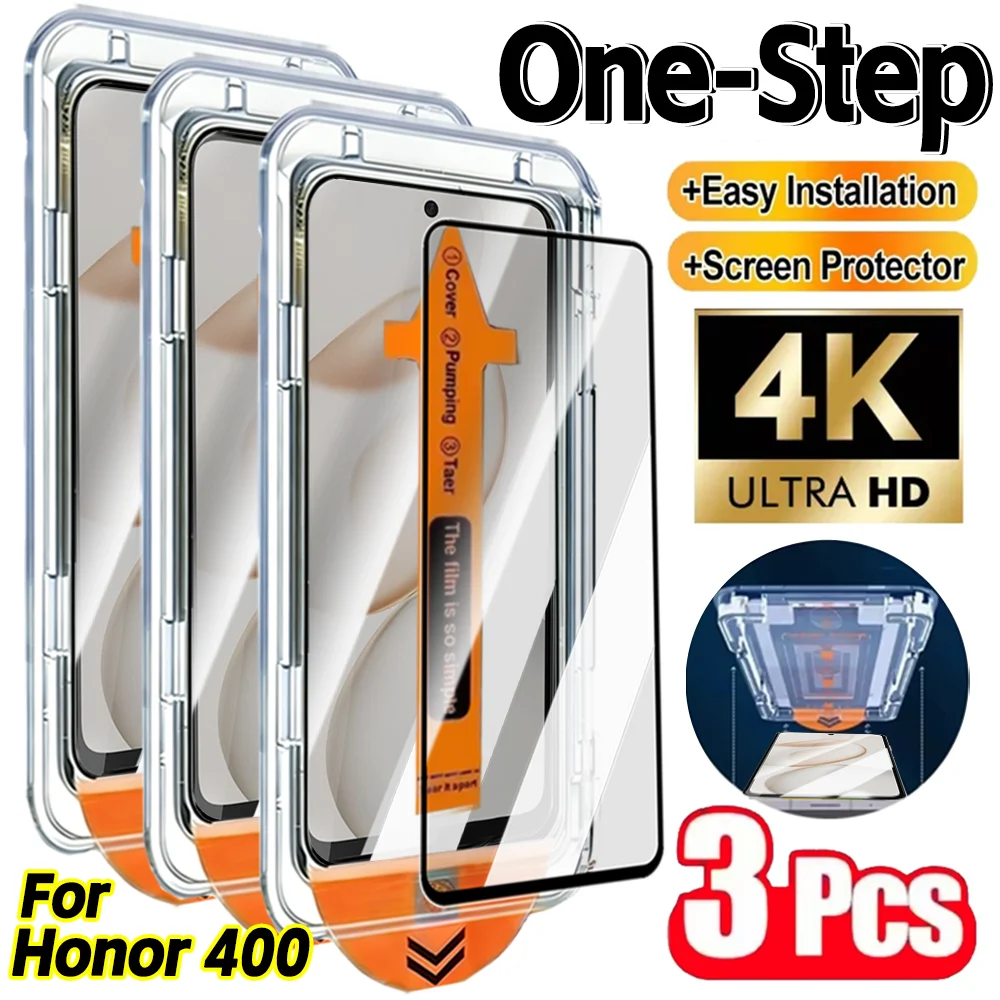 

Набор из 3-х штук: Защитное стекло HD с легкой установкой и безворсовой подложкой для Honor 400/400 Lite/400 Pro, пленка от царапин