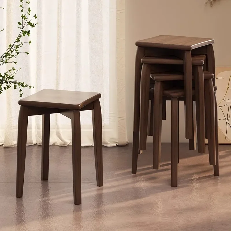 

Stackable Household Dining Table Stool Strong and Durable Dining Chair Medium Antique Round Stool Advanced Low Stool