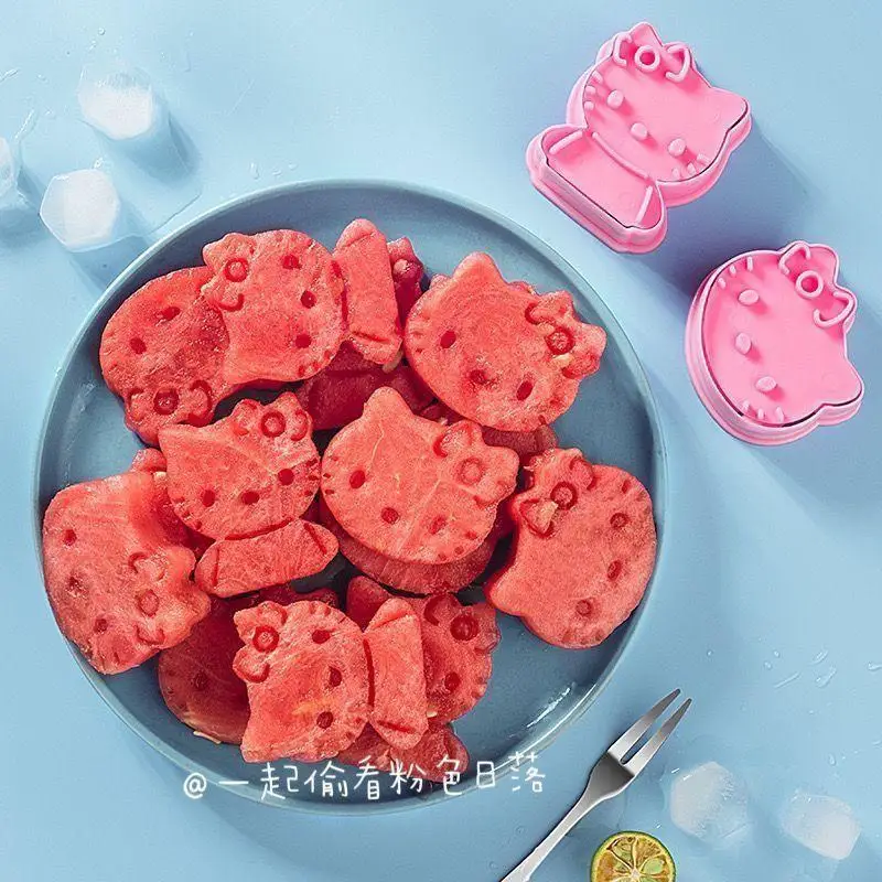 2PCS Kawaii Hello Kitty Cookie Molds Sugar Flipping Cookie Cutting Molds 3D Pressable Biscuit Mold Kitchen Baking Pastry Tools