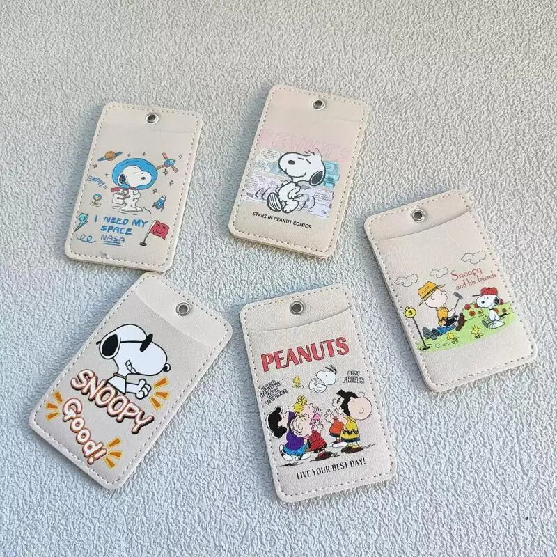Snoopy Pu Pickup Truck Cover Soft Leather Bus Card Cover Student Meal Card Package Transportation Card Protection Cover Keychain
